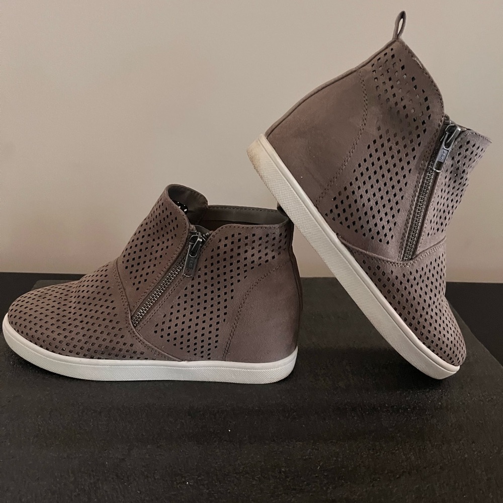 Faux suede ankle bootie